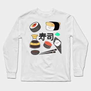 Cute Kawaii Japanese Sushi Long Sleeve T-Shirt